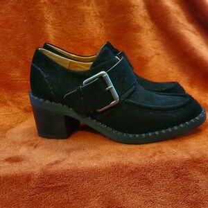 New Chic Black Suede Leather Monk style Loafers